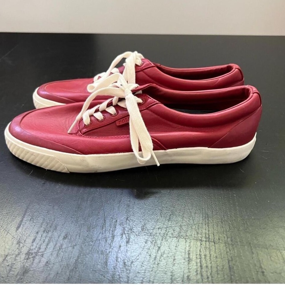 Polo Ralph Lauren Izzah Sneakers Red‎ Leather Low Top Lace Up 13D